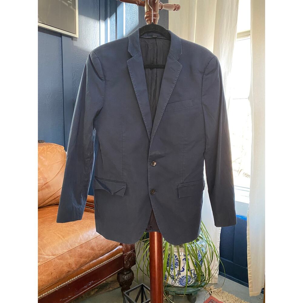JCrew‎ $358 Blue Ludlow Suit Jacket Italian Cotton Pique Sz 38R A0491
